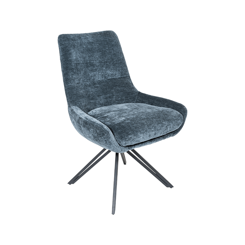 Quattro gambe metalliche telaio in acciaio in tessuto imbottito in tessuto da pranzo girevole