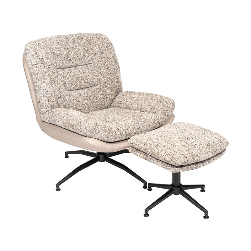 Nuovo sedia accento girevole in tessuto a 360 gradi/lounge chiar/sedia occasionale con ottoman/poggiapiedi